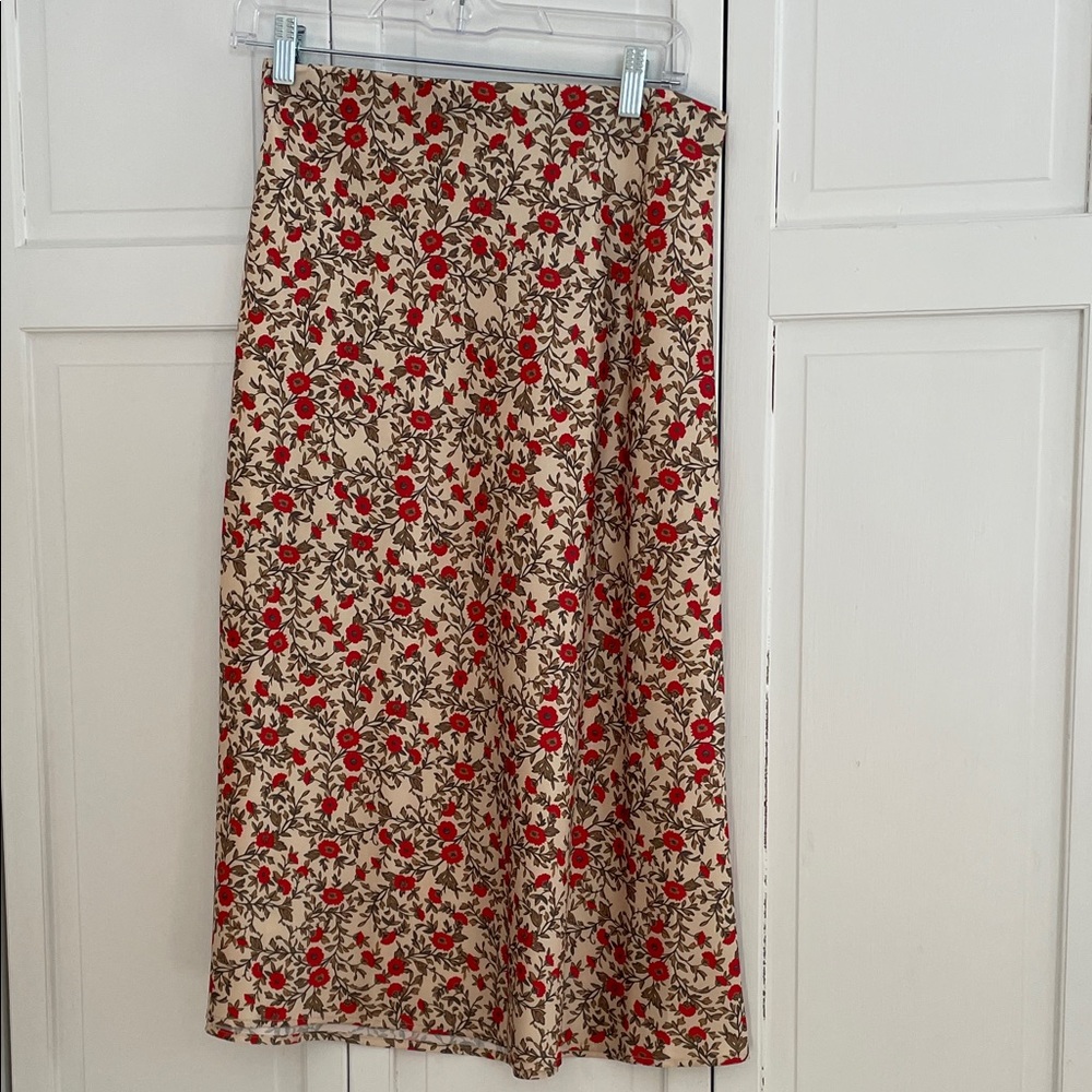 Silky Floral Print Women's Skirt